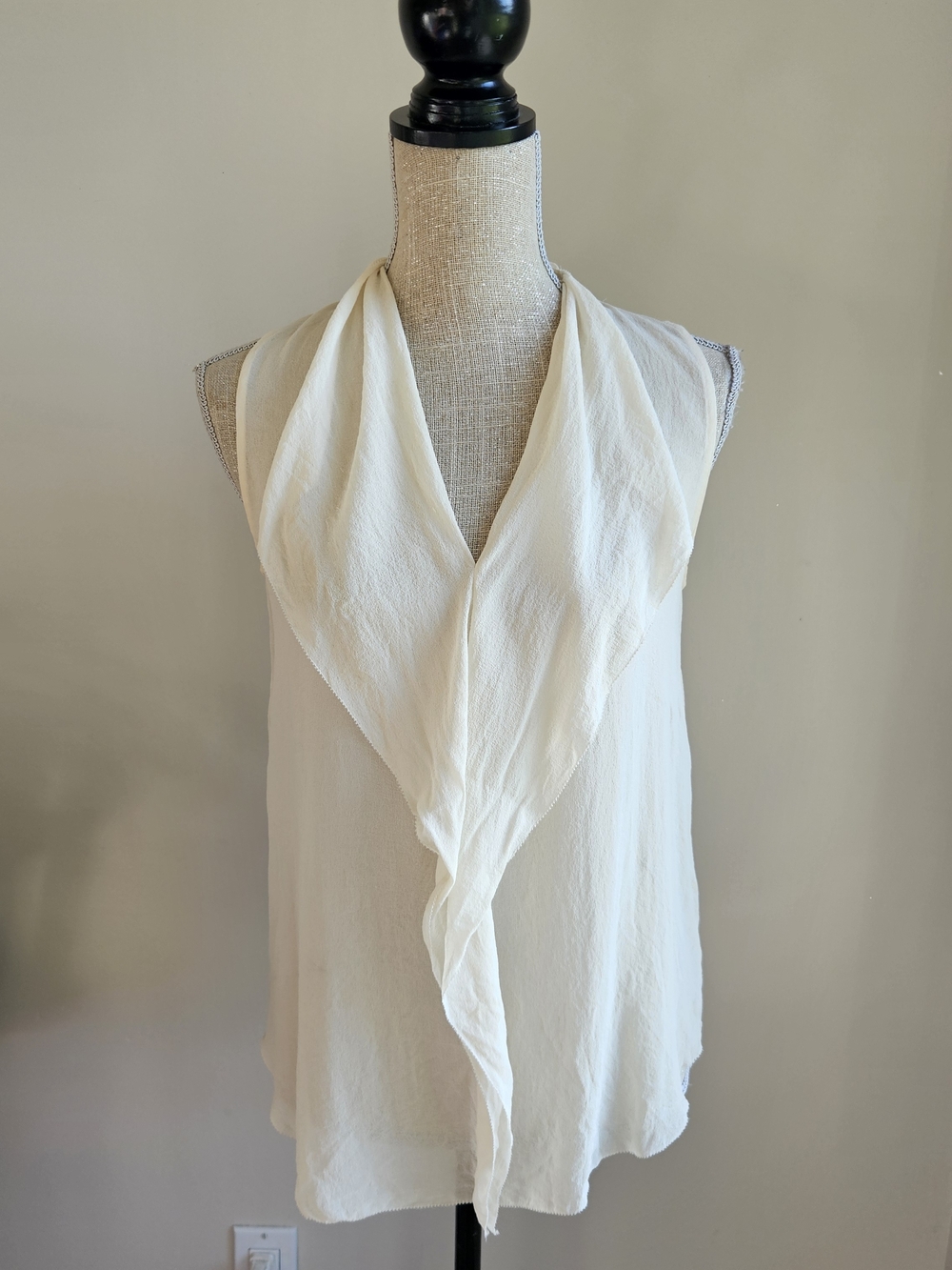 Babaton Cream Silk Sleeveless Top
